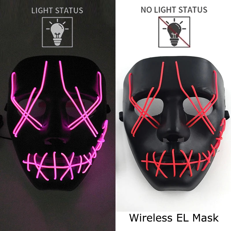 LED Purge Mask — Neon Glow Halloween Costume Mask