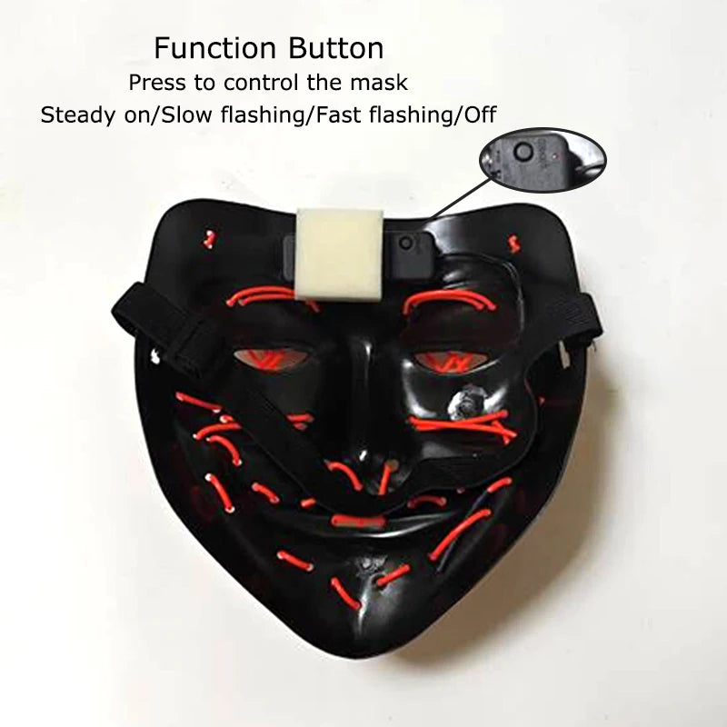 LED Purge Mask — Neon Glow Halloween Costume Mask