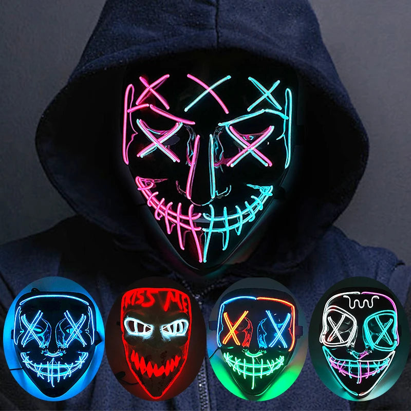 LED Purge Mask — Neon Glow Halloween Costume Mask