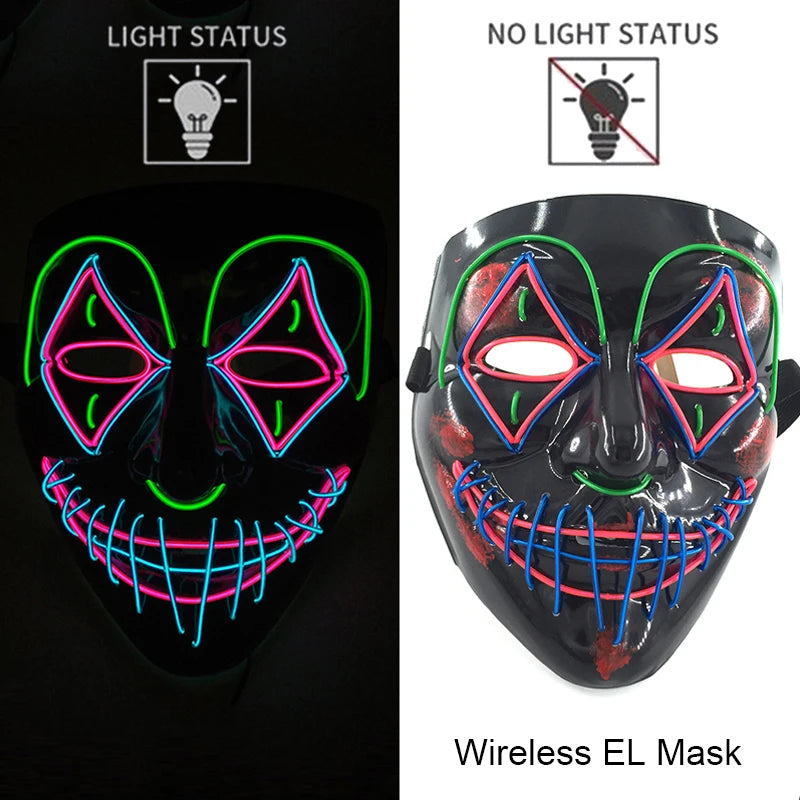 LED Purge Mask — Neon Glow Halloween Costume Mask