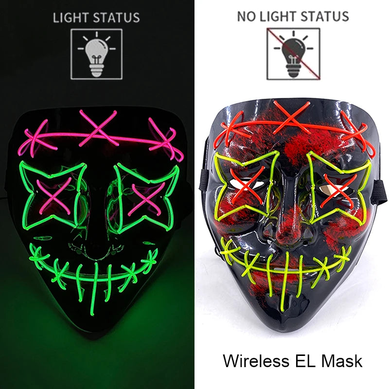 LED Purge Mask — Neon Glow Halloween Costume Mask