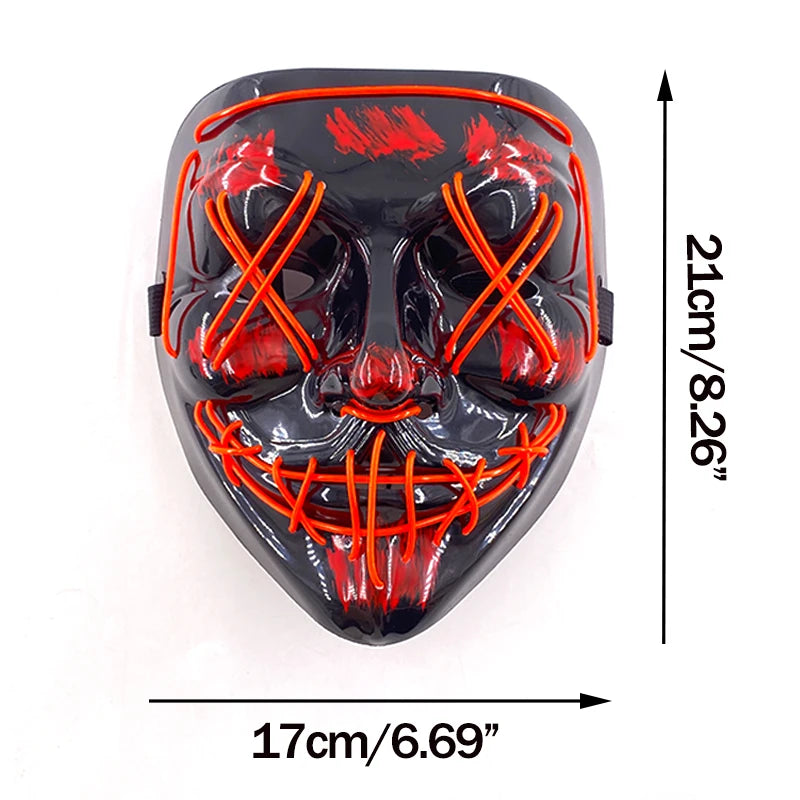 LED Purge Mask — Neon Glow Halloween Costume Mask