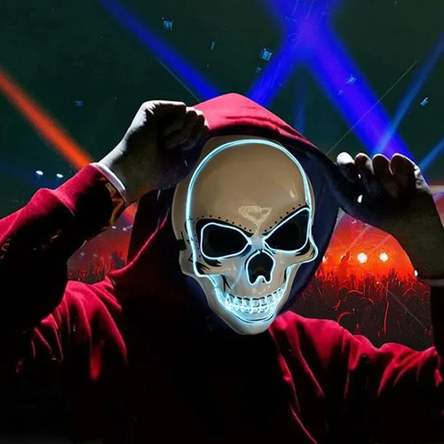 LED Glowing Skull Mask — Halloween Costume Mask with Cold Light
