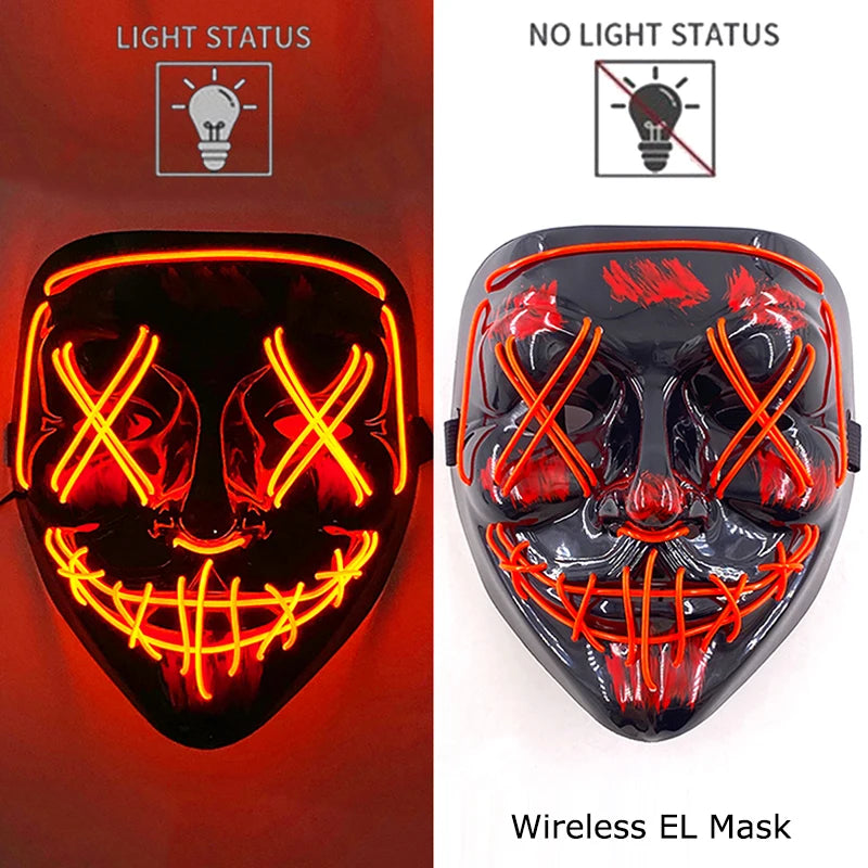 LED Purge Mask — Neon Glow Halloween Costume Mask